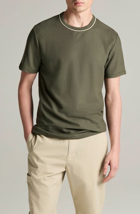 Tipped Pima Cotton Crewneck T-Shirt