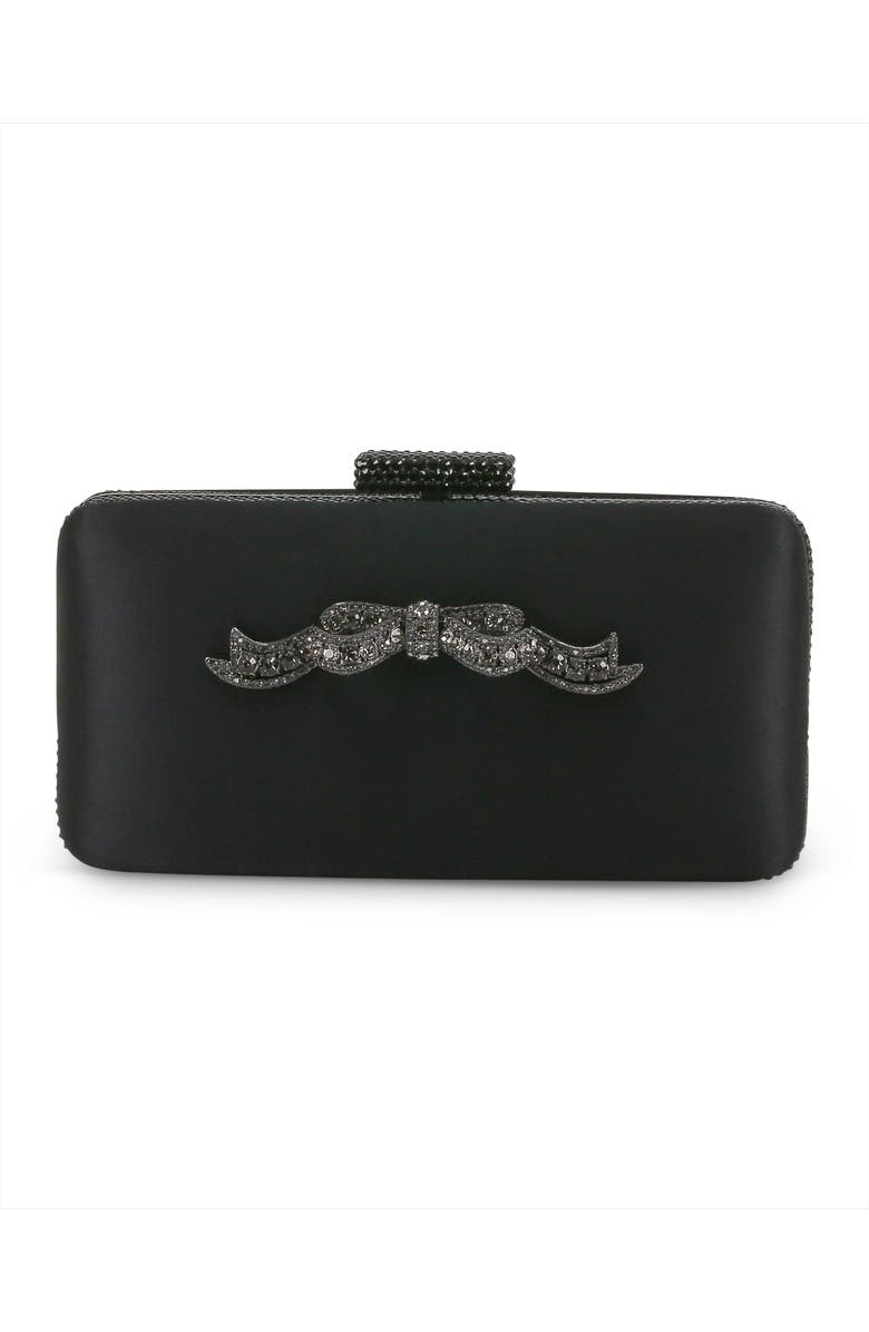 BADGLEY MISCHKA Lexi Crystal Bow Minaudiere, Main, color, Black