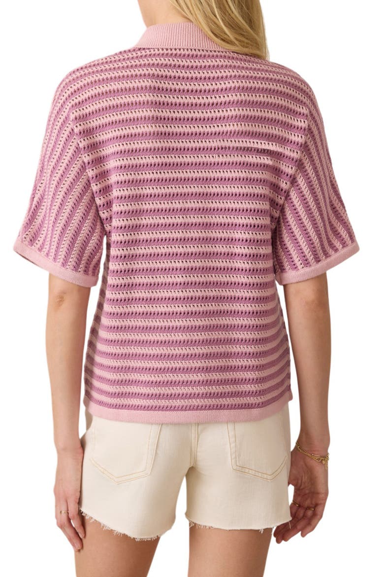 Seacoast Open Stitch Cotton Shirt, Alternate, color, MINI ORCHID STRIPE