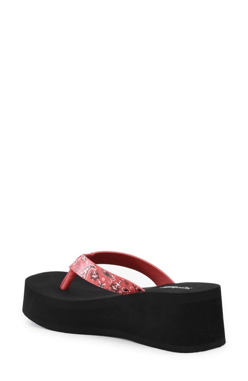 Seychelles Skyscraper Red Bandana Flatform Thong Sandals In Red