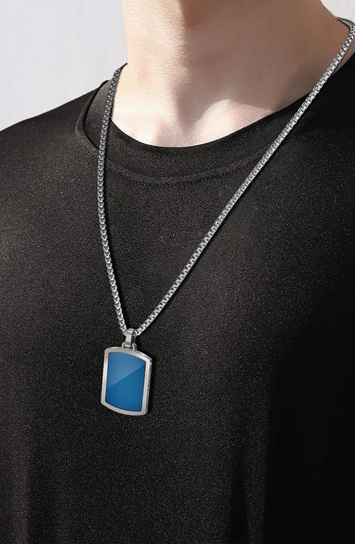 Van Heusen Dog Tag Pendant Necklace In Blue