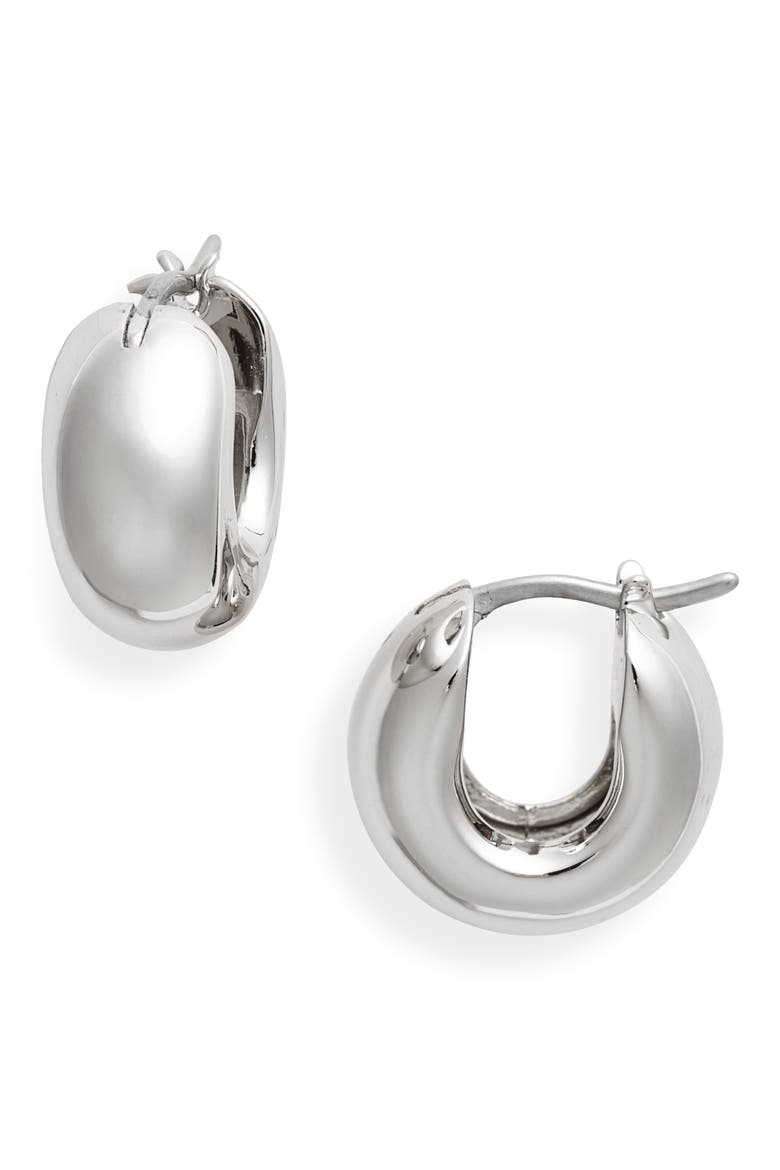 Wide Huggie Hoop Earrings, Main, color, HIGH POLISHED SILVER
