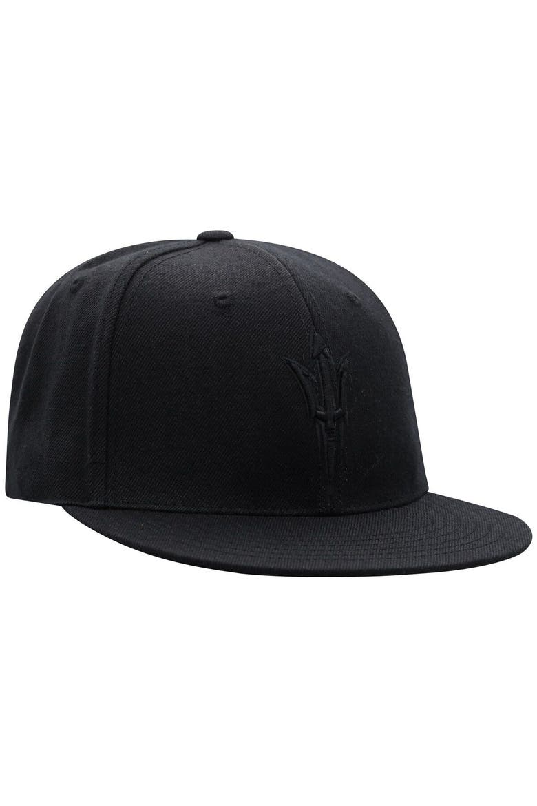 Men's Top of the World Arizona State Sun Devils Black On Black Fitted Hat, Alternate, color, Black