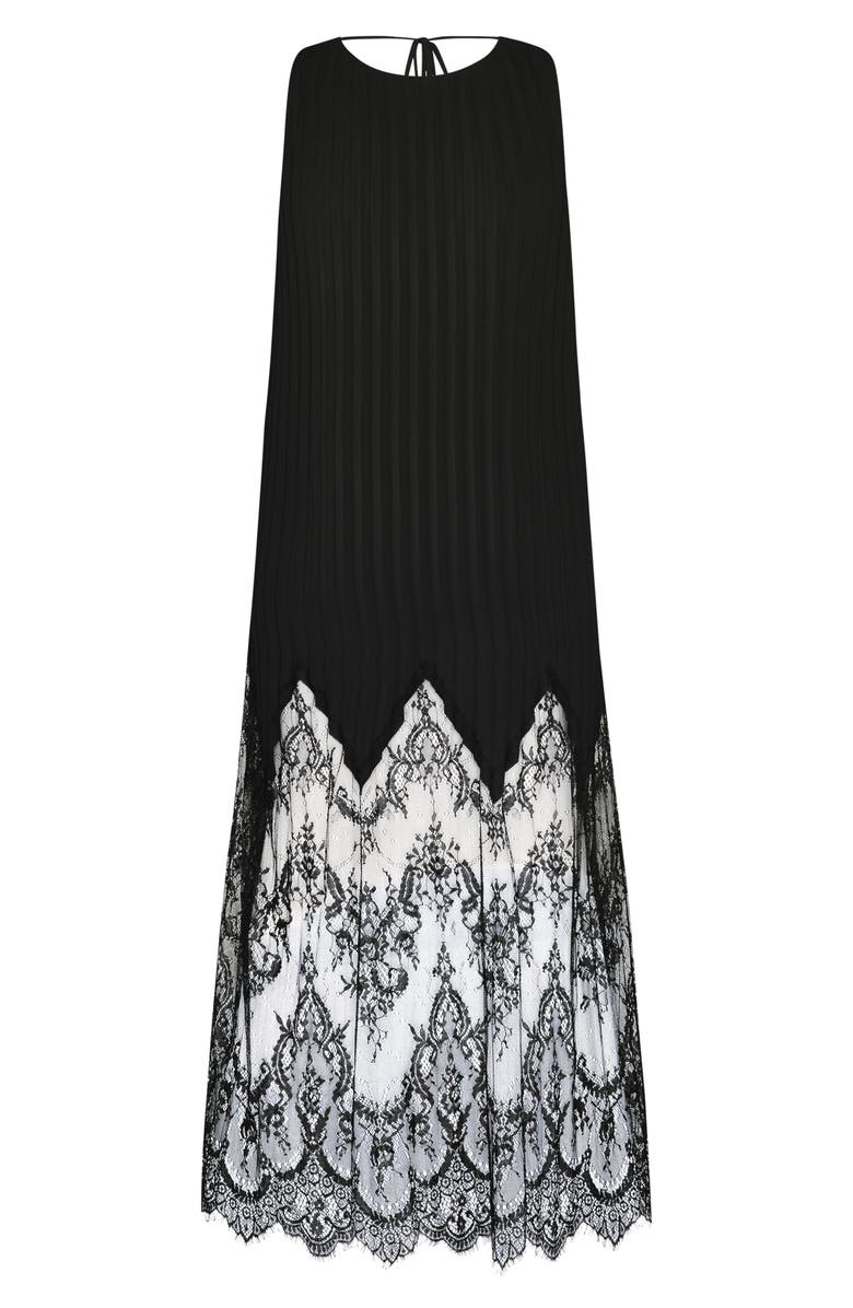 L'AGENCE Adalynn Lace Trim Cover-Up Maxi Dress, Alternate, color, Black