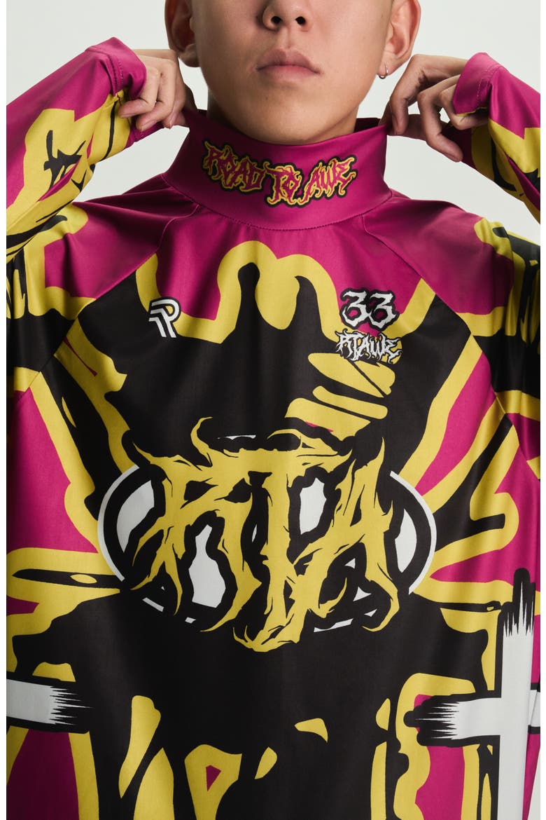 Ilias Mock Neck Racing Shirt, Alternate, color, FUCHSIA RACING BEETLE