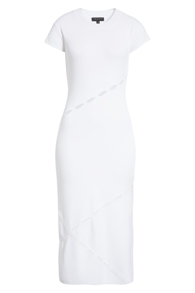 Eden Slash Detail Midi Dress, Alternate, color, WHITE