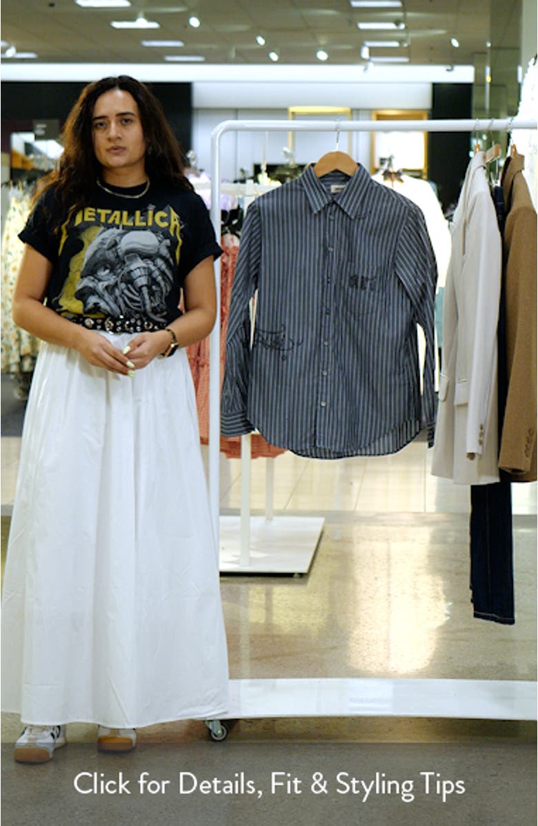 Taskiz Manifesto Stripe Embellished Cotton Button-Up Shirt, sales video thumbnail