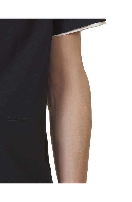 Lanvin Cotton T-shirt With Silk Detail In Black