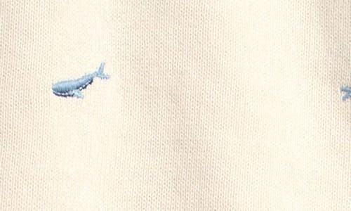 Nordstrom Embroidered Crewneck Sweater & Terry Cloth Joggers Set In Ivory Egret Whales- Blue Fog