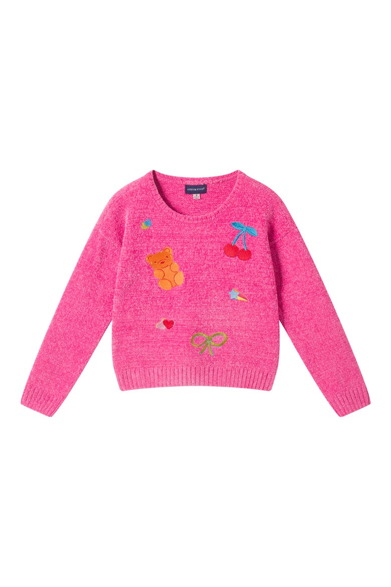 Kids' Embroidered Chenille Sweater, Main, color, PINK