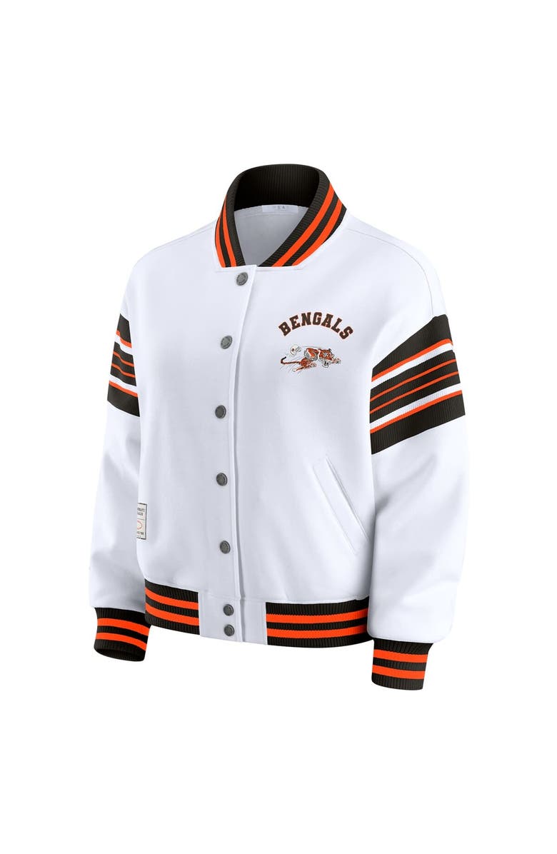 WEAR by Erin Andrews Women's WEAR by Erin Andrews White Cincinnati Bengals Full-Snap Fleece Sweatshirt Jacket, Alternate, color, White