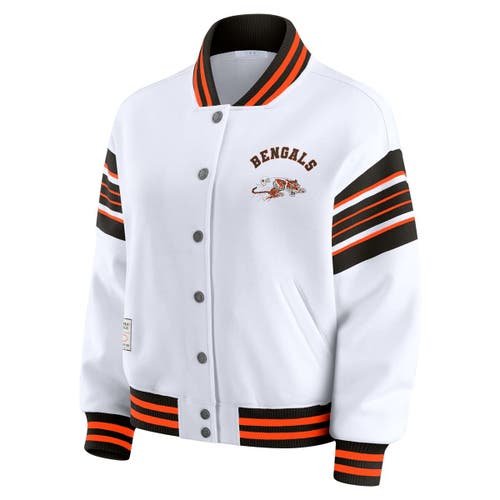 Wear By Erin Andrews White Cincinnati Bengals Full-snap Fleece Sweatshirt Jacket In White
