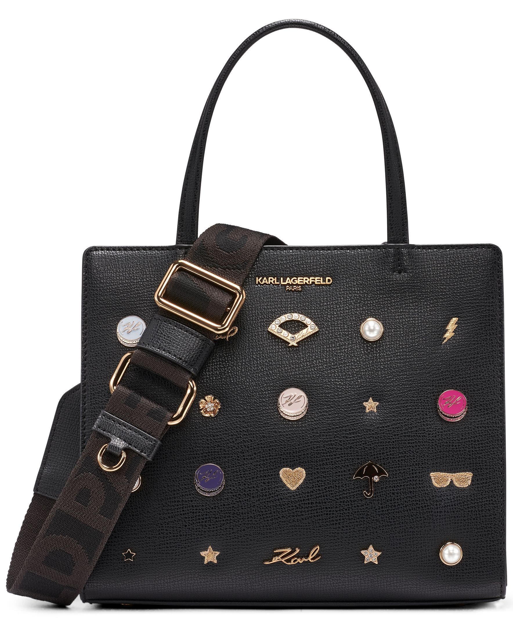 KARL LAGERFELD PARIS Maybelle Satchel, Main, color, Black Multi