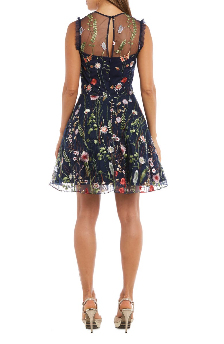 Morgan & Co. Embroidered Fit & Flare Dress, Alternate, color, 