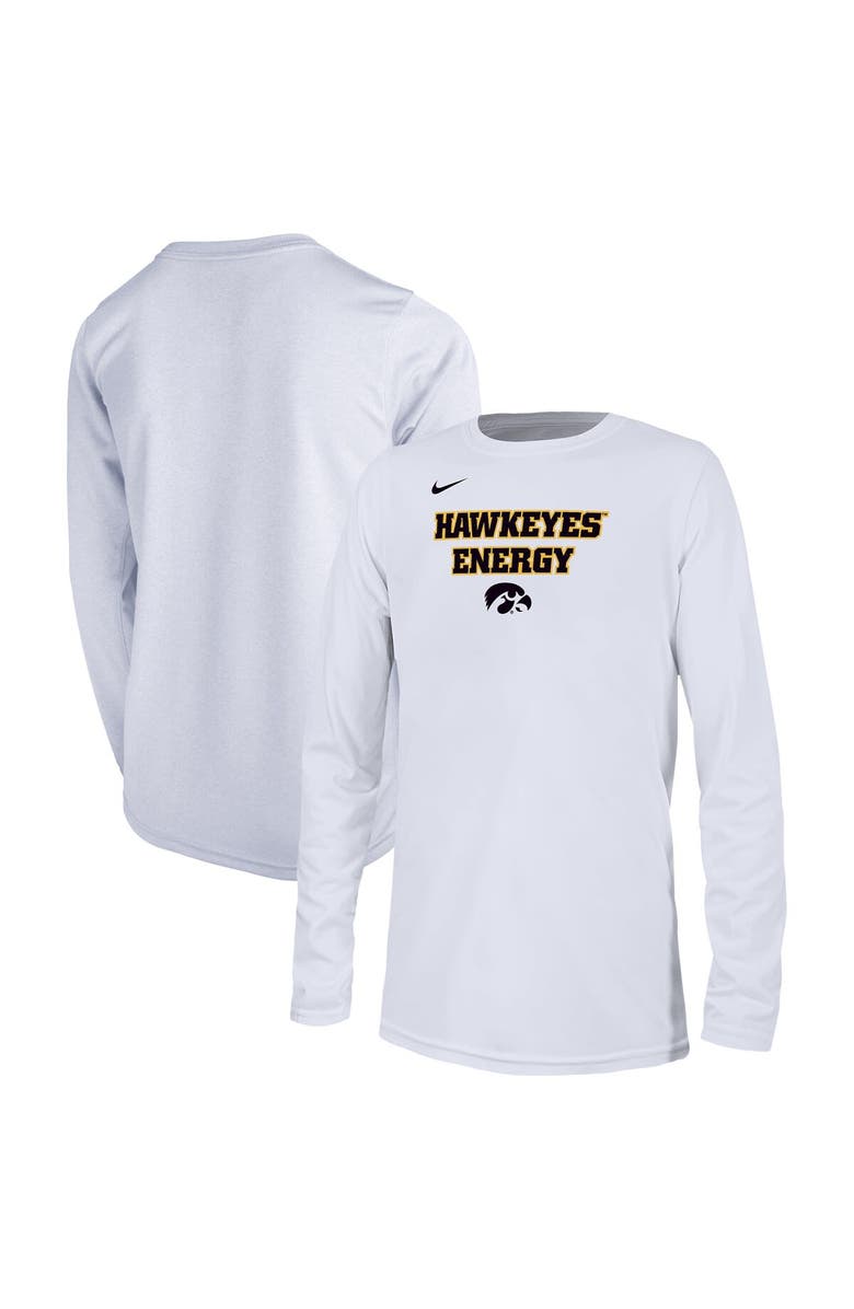 Nike Youth Nike White Iowa Hawkeyes 2024 On-Court Bench Energy T-Shirt, Main, color,