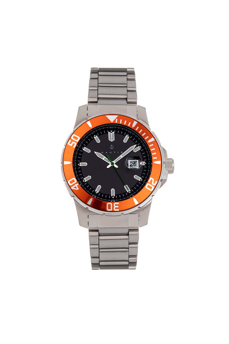 Admiralty Pro 200 Bracelet Watch w/Date, Main, color, Orange/Black