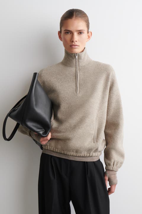Boiled Merino Wool Zip-up Jumper