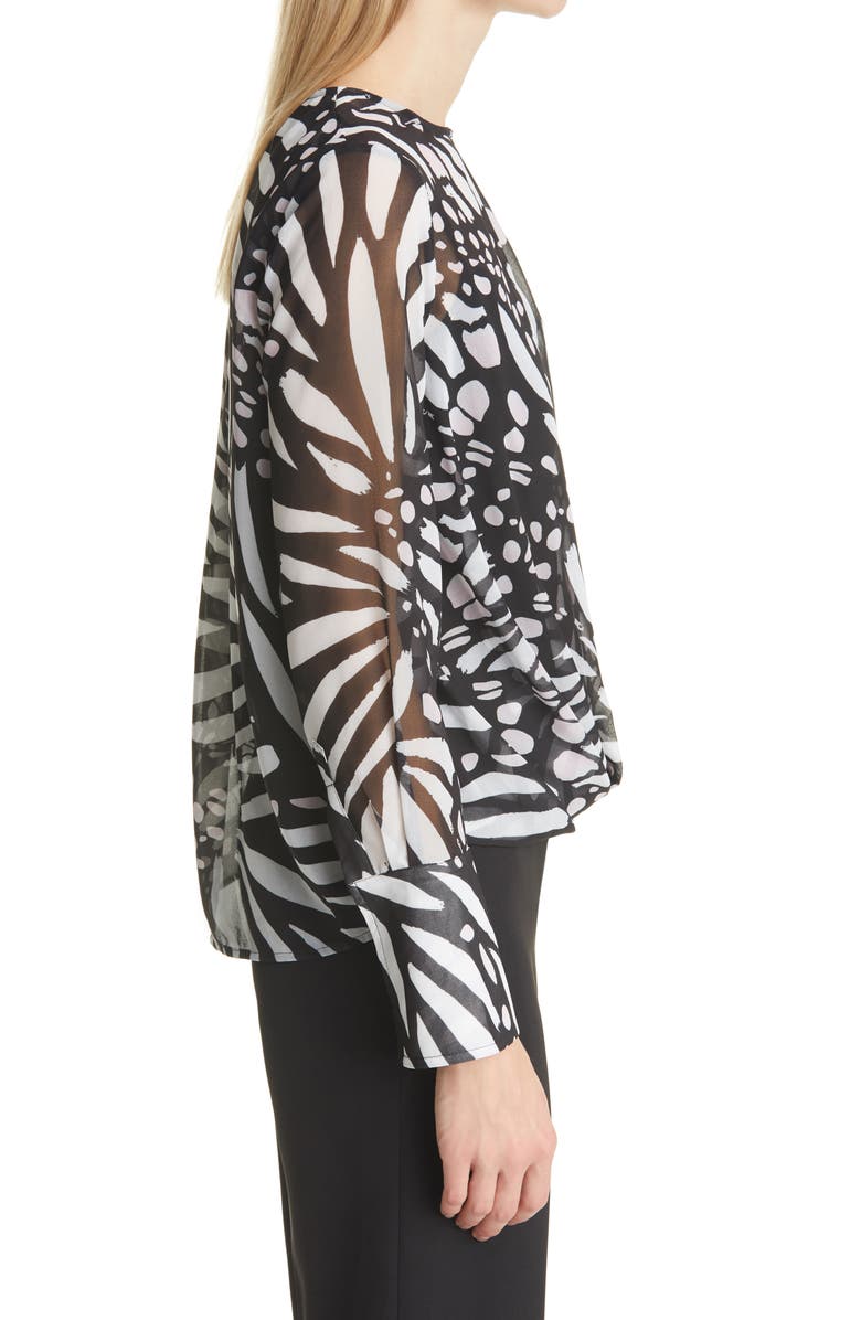 Milly Elysa Graphic Butterfly Long Sleeve Blouse, Alternate, color,