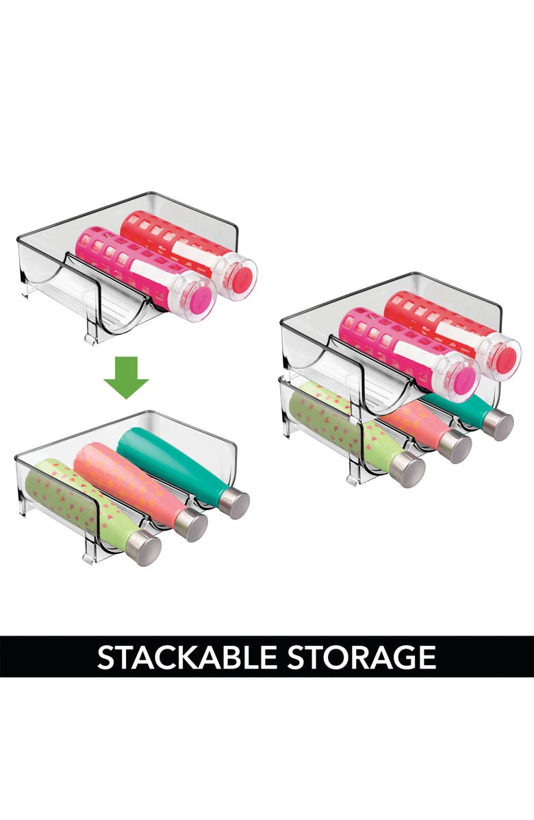 mDesign Plastic Free-Standing Stacking 3 Bottle Storage Rack, 4 Pack, USA Made, Alternate, color,