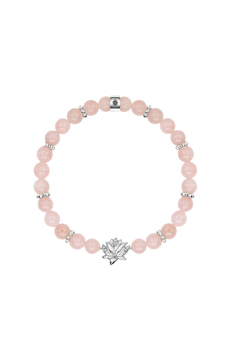 Emotion Renewal - Rose Quartz Lotus Charm Bracelet, Main, color, Pink/silver