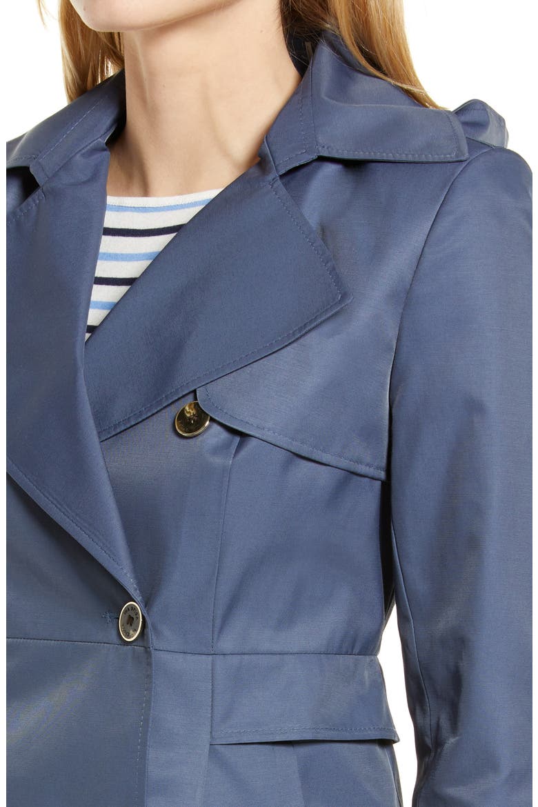 Water Repellent Hooded Cotton Blend Trench Coat, Alternate, color, BLUE STEEL