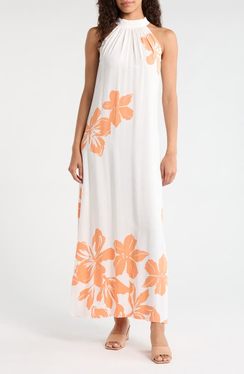 Mock Neck Trapeze Maxi Dress