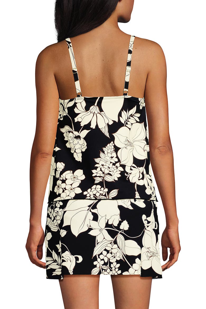 Tulip Hem Tankini Top, Alternate, color, Black/Egret Lilies