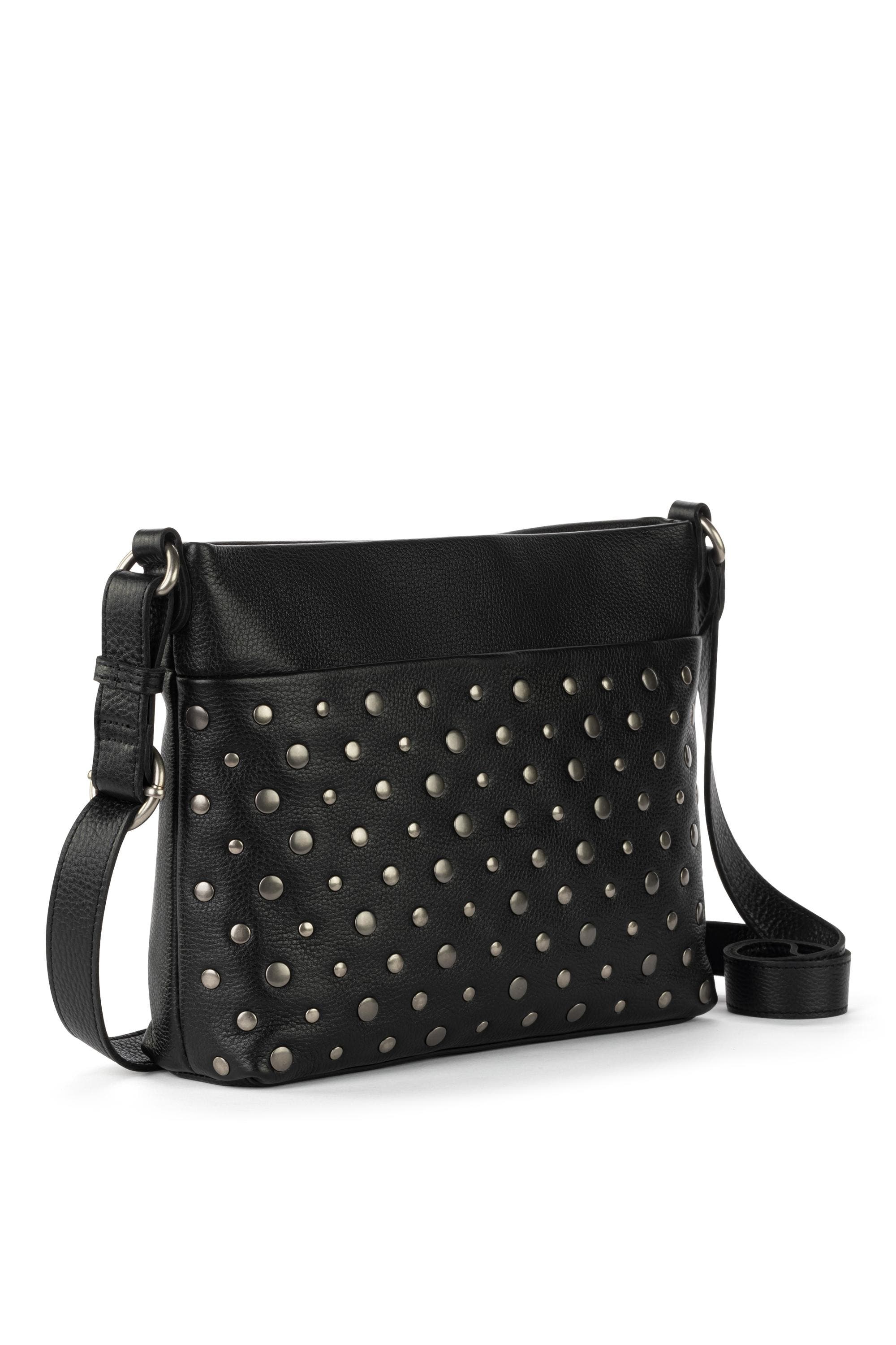 The Sak Melrose Crossbody Leather Bag, Alternate, color, Black Silver Stud