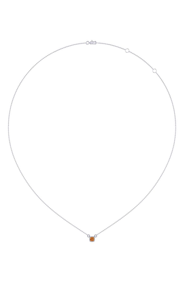 LuvMyJewelry Cushion Cut Citrine & Diamond Pendant Necklace, Alternate, color, 14K White Gold