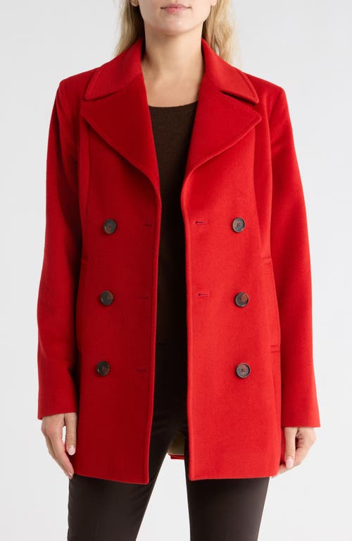 Fleurette Classic Wool Blend Peacoat In Red