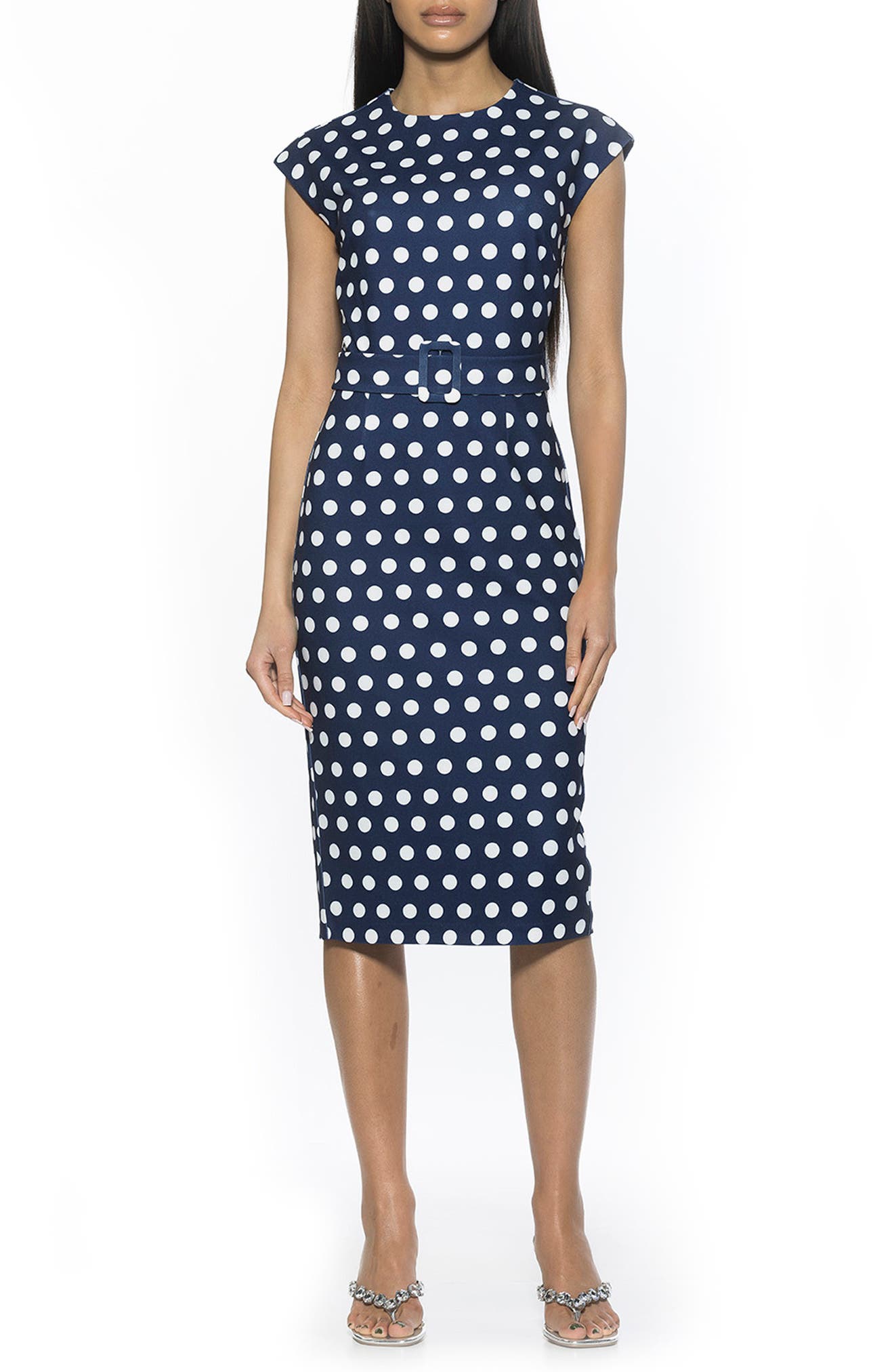 Alexia Admor Cap Sleeve Belted Sheath Dress