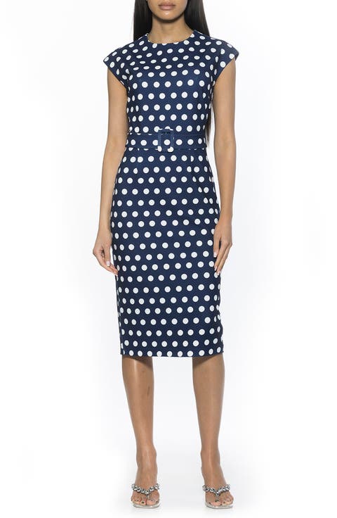 Cap Sleeve Belted Sheath Dress