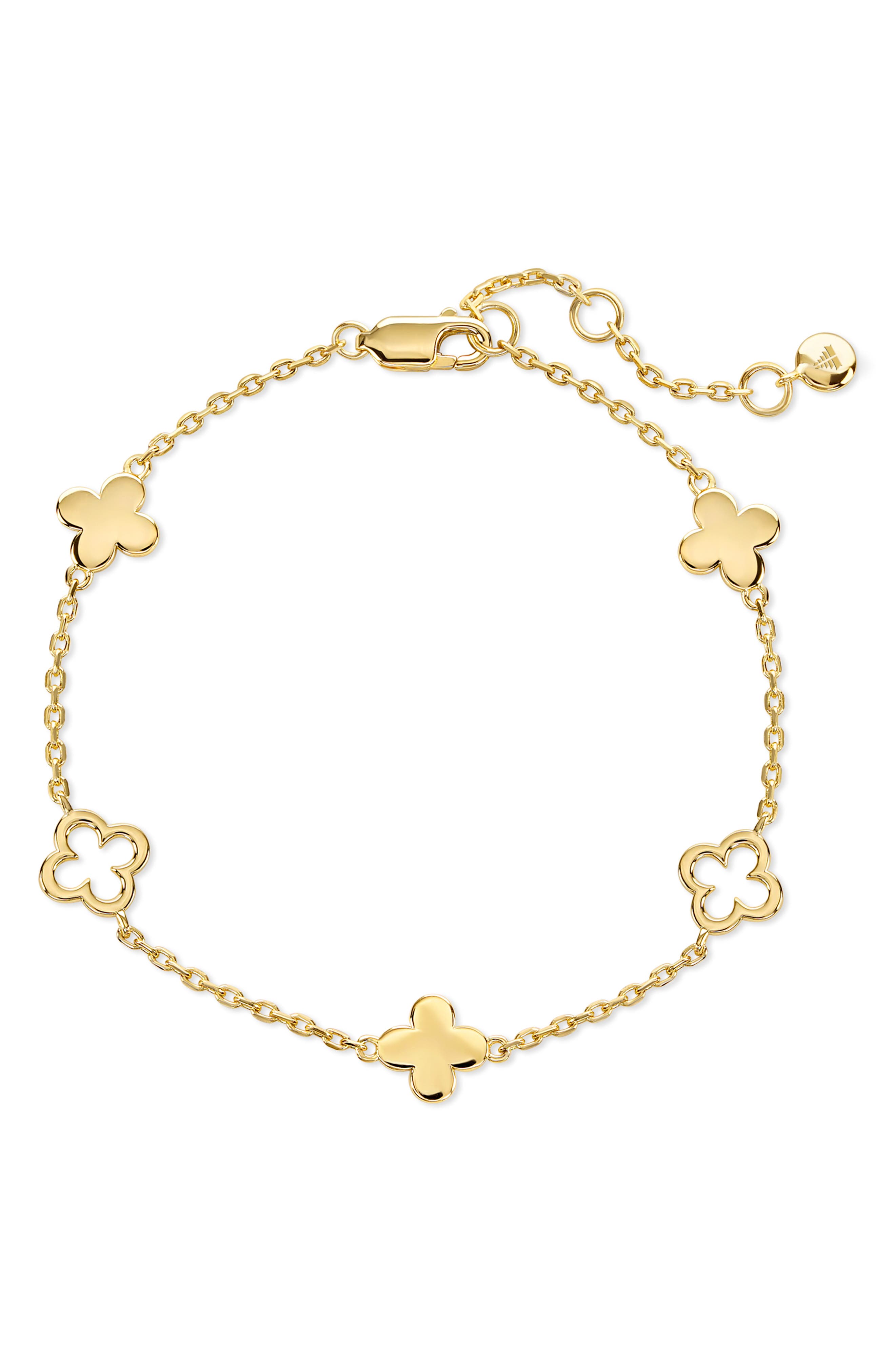 Gold Plated Floral Station Bracelet