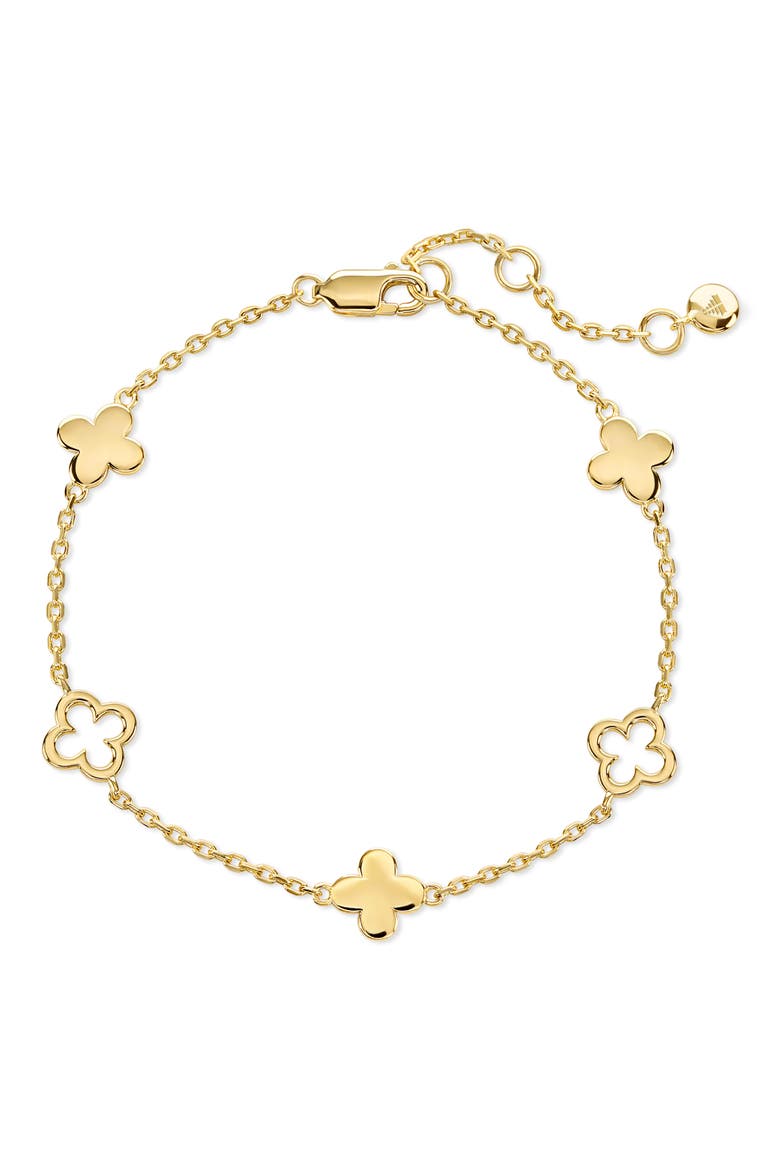Gold Plated Floral Station Bracelet, Main, color, GOLD