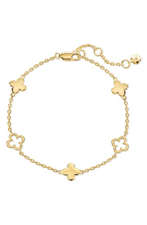 Gold Plated Floral Station Bracelet