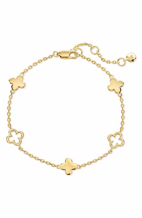 Gold Plated Floral Station Bracelet