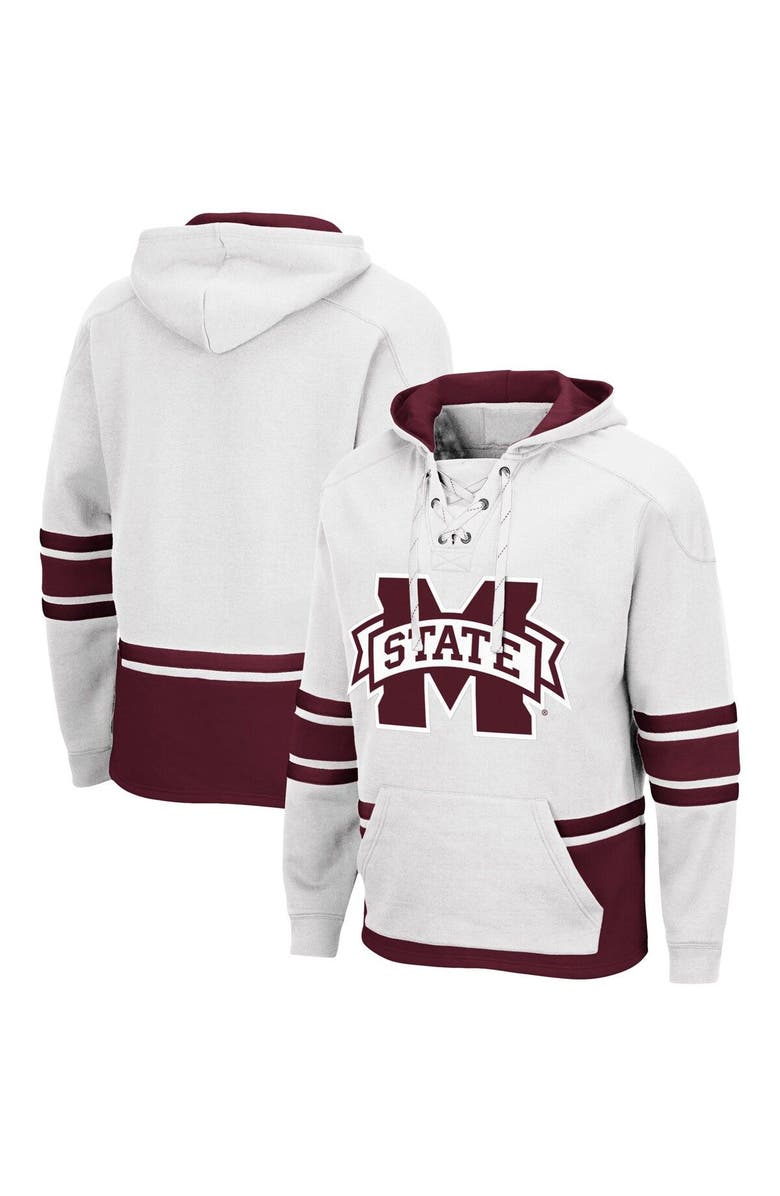 COLOSSEUM Men's Colosseum White Mississippi State Bulldogs Lace Up 3.0 Pullover Hoodie, Main, color, White