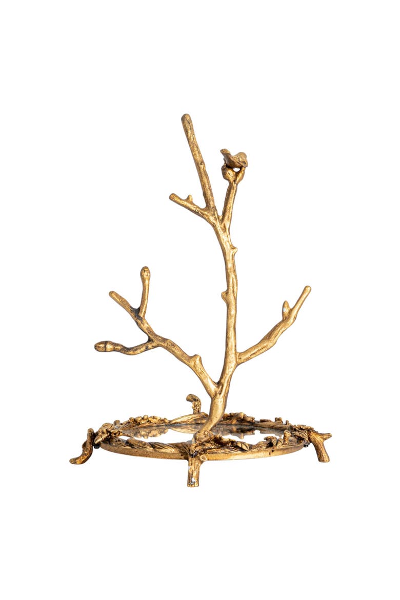 Jewelry Holder with Bird Detail, Alternate, color, Gold