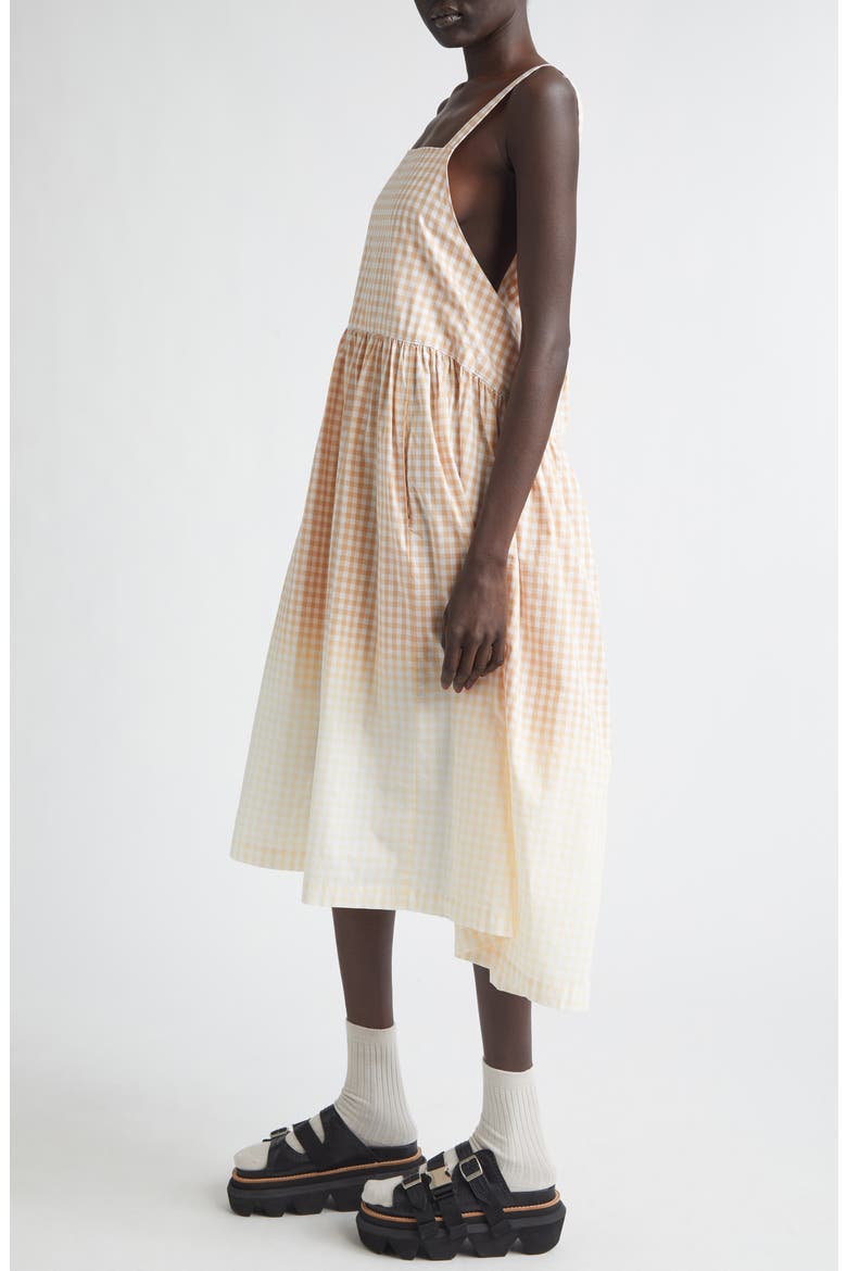 Degradé Gingham Cotton Poplin Dress, Alternate, color, BEIGE/ WHITE
