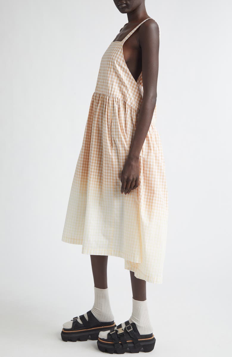 Tao Comme des Garçons Degradé Gingham Cotton Poplin Dress, Alternate, color, Beige/ White