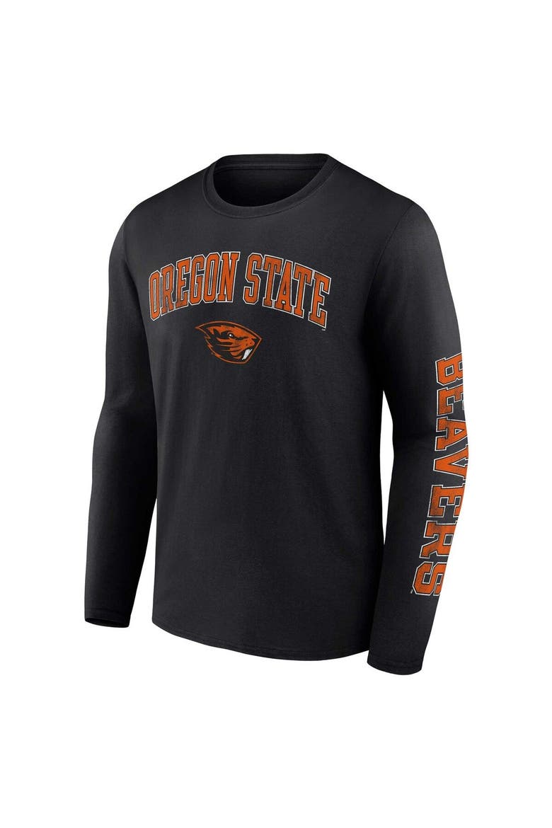 Men's Fanatics Branded Black Oregon State Beavers Distressed Arch Over Logo Long Sleeve T-Shirt, Alternate, color, Black