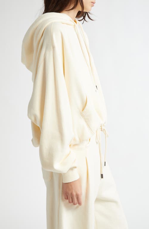 R13 Balloon Bubble Hem Cotton Fleece Hoodie In Neutral