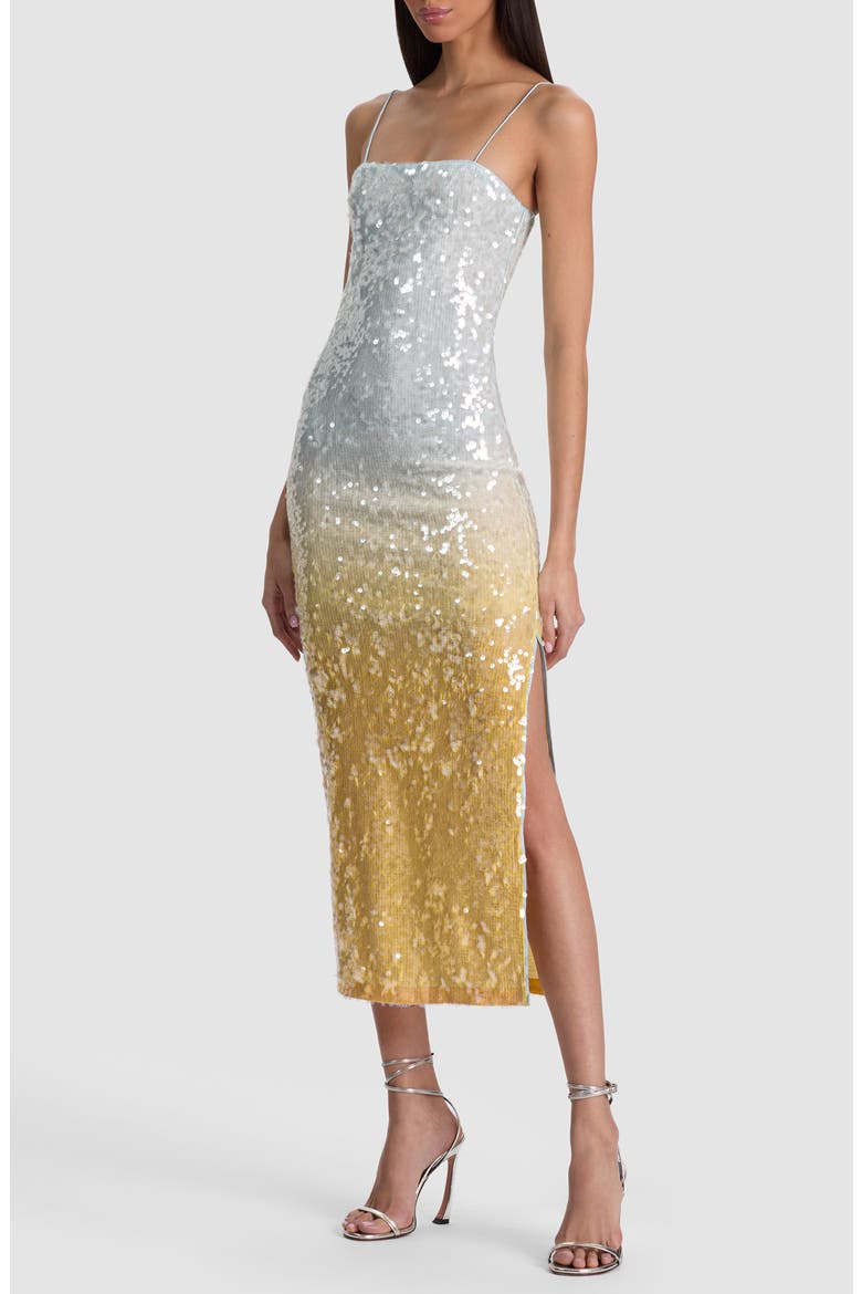 Fifi Ombré Sequin Midi Dress, Alternate, color, CLEAR SKIES