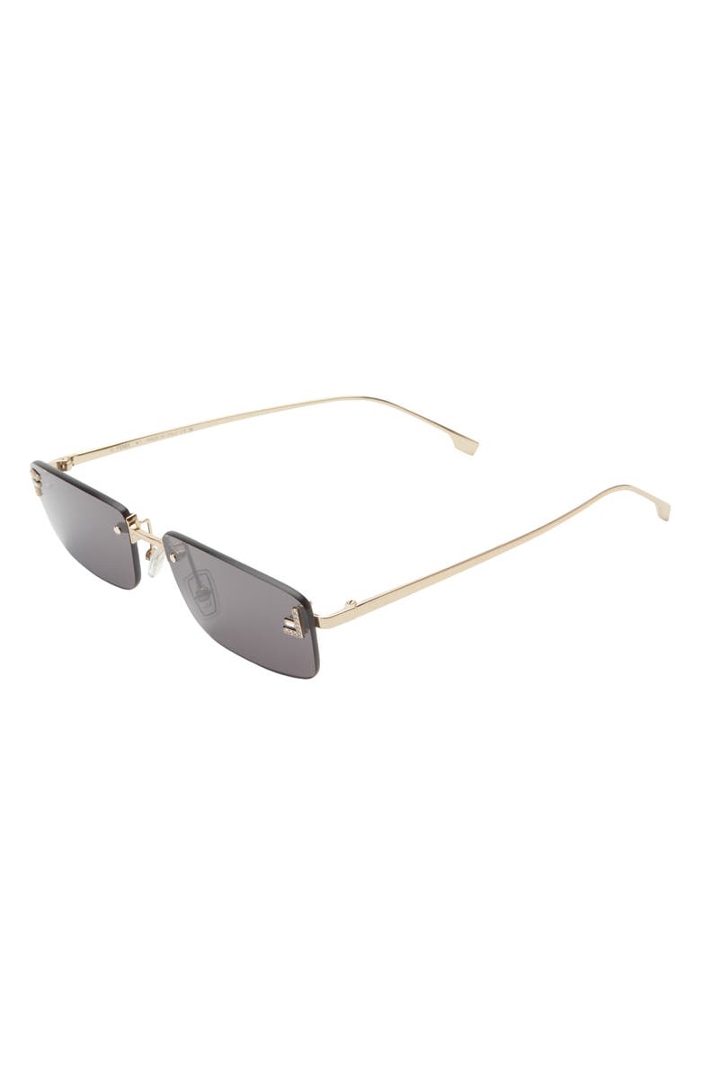 Fendi First Rimless Rectangular Sunglasses, Alternate, color, Gold / Smoke