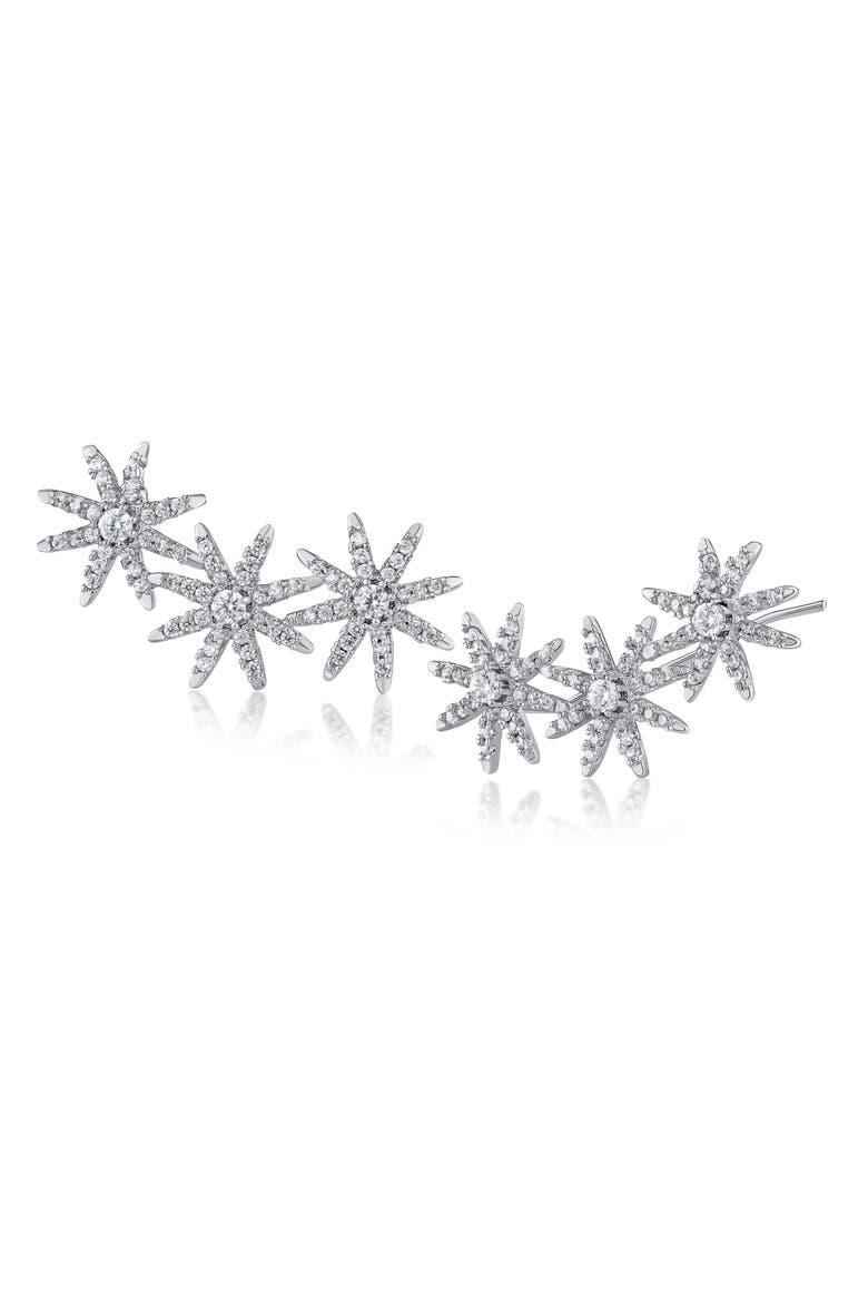 Pavé Cubic Zirconia Triple Star Stud Earrings, Main, color, CLEAR SILVER