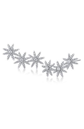 Cz By Kenneth Jay Lane Pavé Cubic Zirconia Triple Star Stud Earrings In Clear Silver