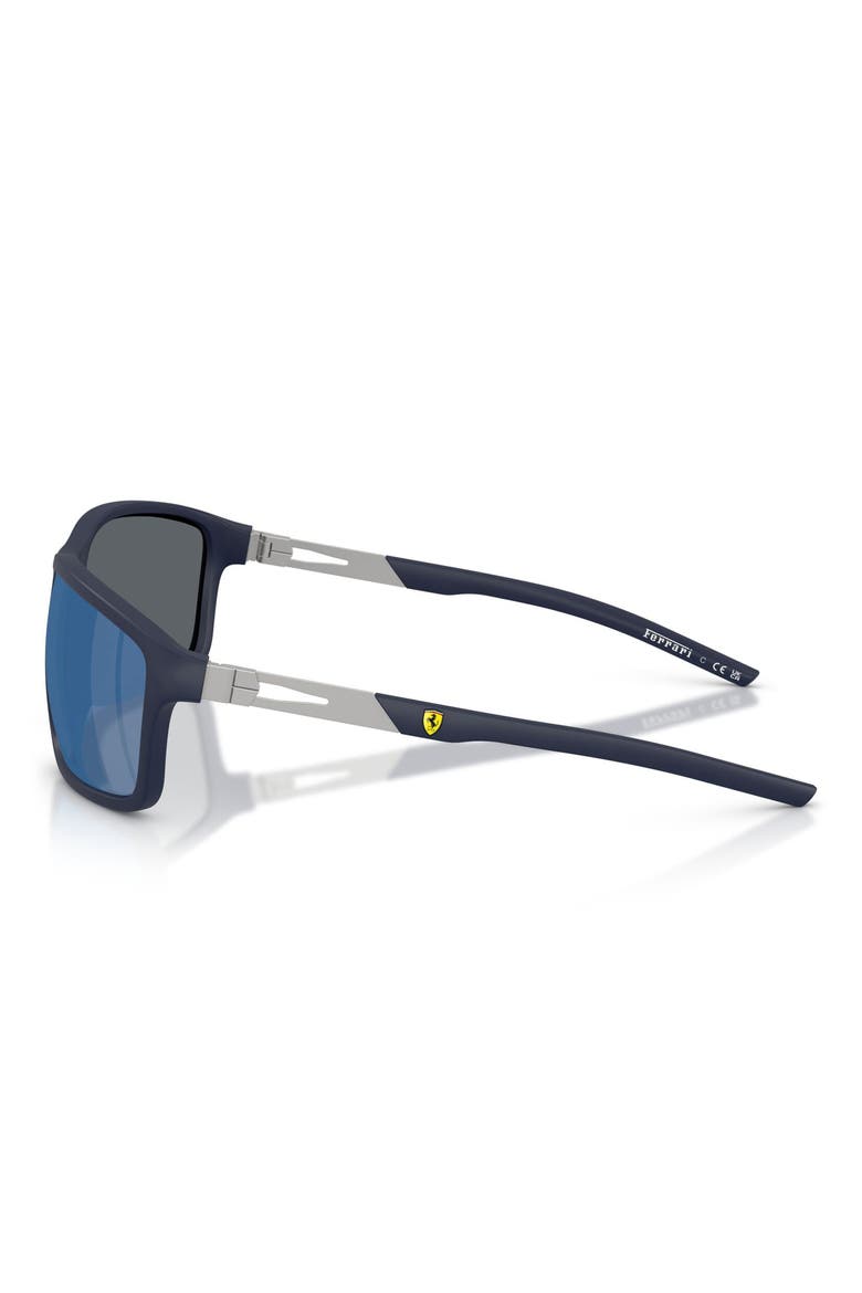 65mm Oversize Pillow Sunglasses, Alternate, color, DARK BLUE MATTE / MIRROR BLUE