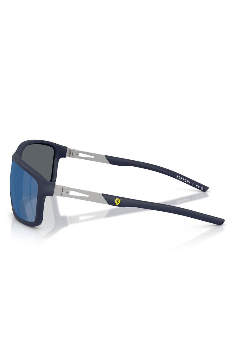 Scuderia Ferrari 65mm Oversize Pillow Sunglasses, Alternate, color, Dark Blue Matte / Mirror Blue