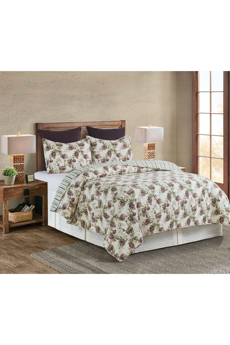 Cooper Pines Rustic Lodge Cotton Quilt Set  - Reversible and Machine Washable, Alternate, color, Brown