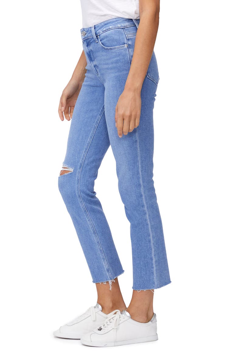 PAIGE Cindy High Waist Raw Hem Straight Leg Jeans, Alternate, color, Cruiser Destructed